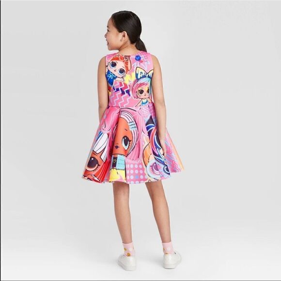 Girls LOL Doll Themed Sleeveless Dress - Picture 5 of 9